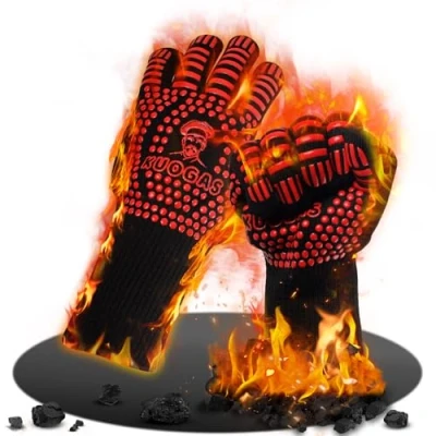 Imagen de Guantes Barbacoa, Resistentes al Calor hasta 800 C, Aplicables a Horno, Calor, retardantes de Fuego,Guantes Barbacoa Altas Temperaturas