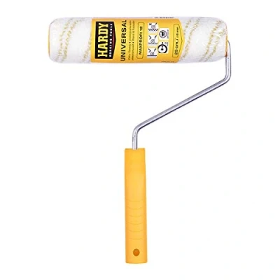 Imagen de HARDY WORKING TOOLS Kits de herramientas pintura, Rodillo antigota poliacrílico, Altura del pelo 12mm, Eslora 25cm, Diámetro 48mm, Blanco y amarillo, A0180 512000
