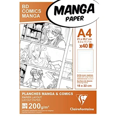 Imagen de Clairefontaine 94045 C papel manga Funda BD/Comic A4 40 Hojas rejilla Simple 210 x 297 mm 200 G