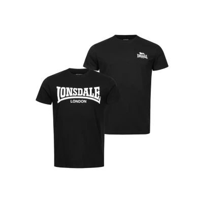Imagen de Lonsdale Normale Passform Piddinghoe 2 PACK Camiseta estampada, Hombre, Talla: 3XL, Black