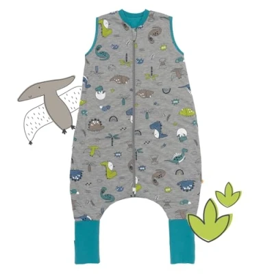 Imagen de schlummersack saco de dormir con pies para verano, 1 tog, 90 cm, fino, dinosaurio, niños piernas y puños alargados una estatura 100 tog