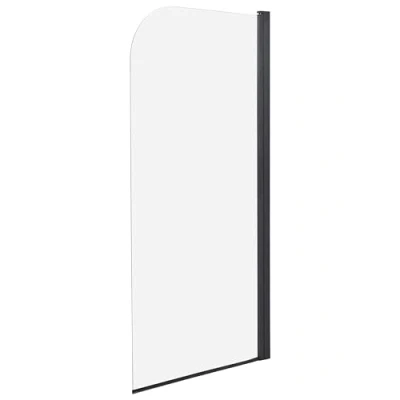 Imagen de Mampara de ducha minimalista vidrio templado transparente ajustable negro 140 x 70 cm Lapan