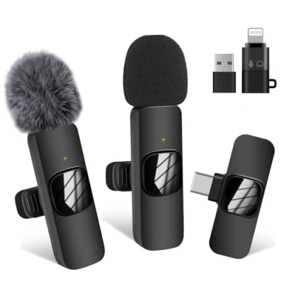 Imagen de Jsdoin micrófonos inalámbricos para iPhone y iPad, 2 mini USB C iPhone/iOS/Android/PC/portátil, grabación de vídeo/Live Steam/entrevista/TikTok/YouTube
