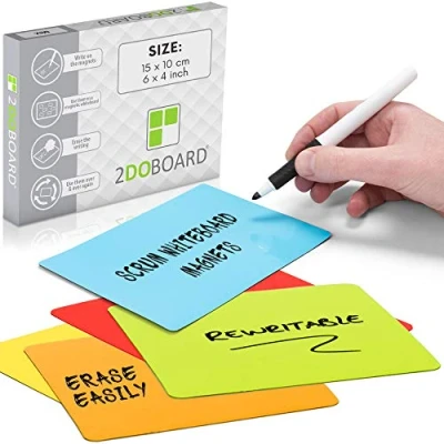 Imagen de Scrum Tarjetas magnetico y reutizable 15 x 10 cm Juego de 25 imanes (Variado)