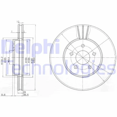 Imagen de DELPHI BG3537C Disco de freno 300 24 5 ventilado revestido sin procesar cojinete rueda, anillo sensor ABS FORD: MONDEO 3 Stufenheck,