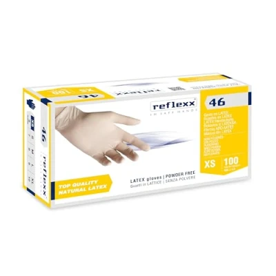 Imagen de Reflexx Guantes de látex R46 Sin polvo, Tallas XS, ámbar, 100 Piezas