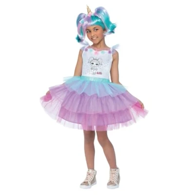 Imagen de Smiffys L.O.L Surprise!™ Disfraz de unicornio lujo, Vestido y diadema con coletas flecos