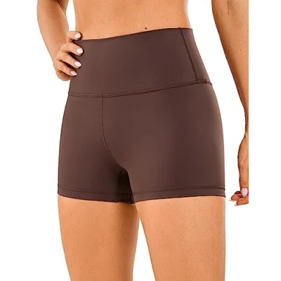Imagen de CRZ Yoga Mujer Pantalones Cortos Motociclista de Entrenamiento Atléticos Mallas para Correr 7 cm Gris Pardo 36