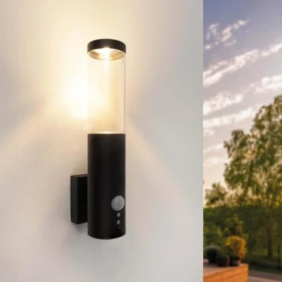 Imagen de Ledvion Luz LED de pared con sensor, Accesorio GU10, IP44 a prueba salpicaduras, Negro, exterior, para exteriores