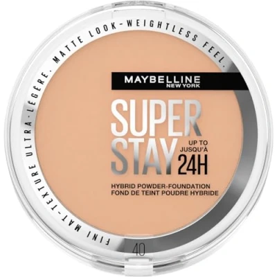 Imagen de Maybelline New York Superstay Híbrido 24H Base de Maquillaje en Polvo, Súper Cobertura, Ligera, Hasta 24H, Tono 40