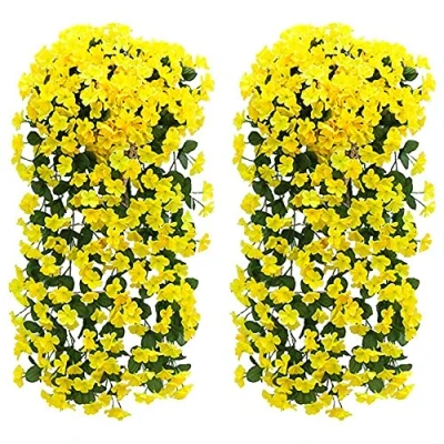 Imagen de Fycooler Flores Artificiales Decoración Wisteria Garland Vides Colgando Guirnalda de Seda para Interiores y Exteriores Casa Oficina Jardín Balcón