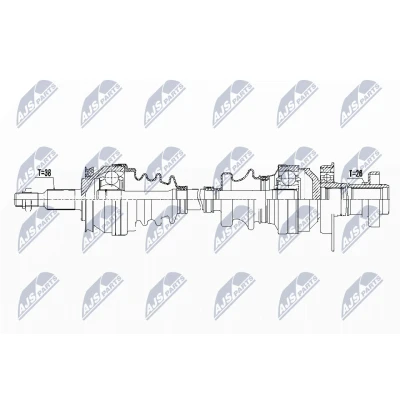 Imagen de NTY NPW VW 121 Árbol de transmisión Eje delantero, derecha 870, 240 con apoyo VOLKSWAGEN: Transporter 5 Bus, Multivan (7HM,
