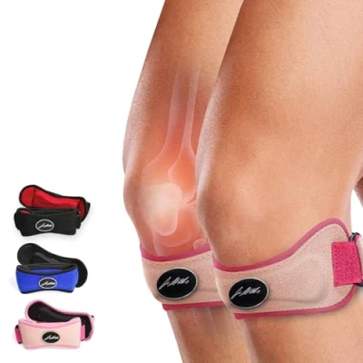 Imagen de Dr. Arthritis Cinta Rotuliana Desarrollada por Médicos Rodillera Compresión Tendinitis Patelar Síndrome Dolor Patelofemoral (Rodilla Corredor) y de la Cintilla Iliotibial, Condromalacia [Rosa, Par]
