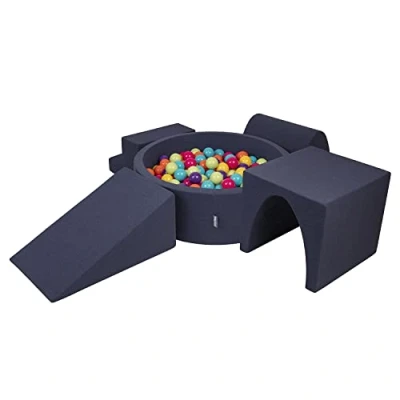 Imagen de KiddyMoon Parque Infantil De Espuma con Rodondo Piscina Bolas (200 Bolas) para Niños, Azul Marino:Verdeclr/Amari/Turq/Naran/Rosaos/Morad