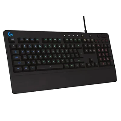Imagen de Teclado para juegos Logitech G213 Prodigy, teclas retroiluminadas RGB LIGHTSYNC, resistentes a salpicaduras, personalizables, multimedia dedicadas, diseño QWERTY UK, negro