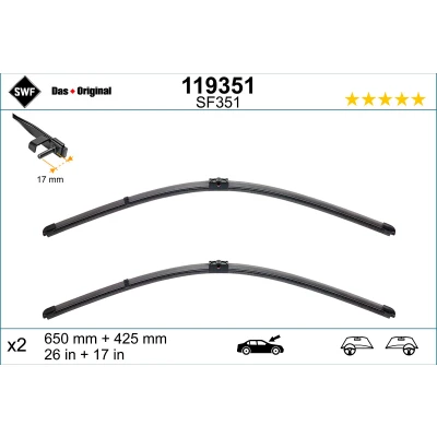 Imagen de Limpiaparabrisas Swf Visioflex 119351 delante Sin marco BMW: 6 Cabrio, Coupé