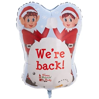Imagen de Toyland® Elves Behavin Badly &#039;We&#039;re Back&#039; Globo de papel elfo travieso Decoraciones para fiestas navideñas