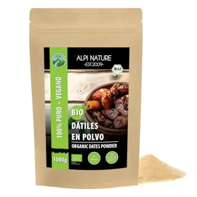 Imagen de Azúcar de dátil orgánico (1kg), polvo cultivo controlado, sin gluten, lactosa, dátiles molidos, probado en laboratorio, vegano