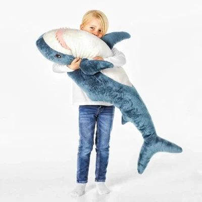 Imagen de juguete de peluche tiburón 3D, hecho a mano suave cojín almohada felpa tiburón, regalo para niños, (38 pulgadas/96 cm)