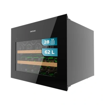 Imagen de Cecotec Vinoteca Integrable 28 Botellas Bolero Grandsommelier Bi 28000 Touch Black Compressor. Acabado Con Cristal Negro Y Funcionamiento Silencioso