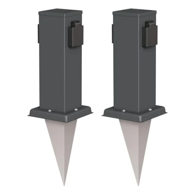 Imagen de ledscom.de 2 x Polly toma de jardín columna con piqueta tierra para exteriores, IP44, polos, antracita, angular, 27cm
