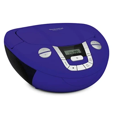 Imagen de TechniSat VIOLA CD 1 Reproductor de estéreo portátil, Boombox con asa transporte (Radio para niños, radio FM, recepción Bluetooth, 2 W, funcionamiento red y batería) azul