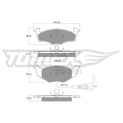 Imagen de TOMEX brakes TX 14 78 Juego de pastillas freno Eje delantero con contacto avisador desgaste SKODA: Fabia 2, I Hatchback, 1 Combi