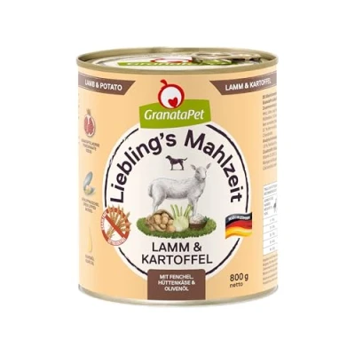 Imagen de GranataPet Lieblings&#039;s Mahlzeit Cordero y Patata, Comida húmeda para Perros, Perros sin Cereales azúcares, pienso Completo, 6 x 800 g