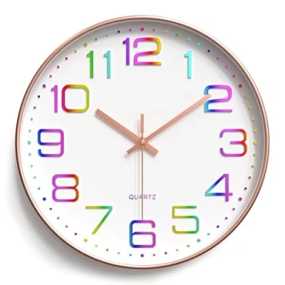 Imagen de YSWOVUO 30cm Reloj de Pared, Movimiento Cuarzo Silencioso, Relojes Pared Decorativo Redondo, Números Fáciles Leer, para Salon, Cocina, Dormitorio, Oficina, Escuela