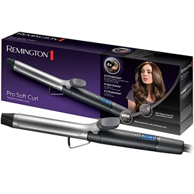 Imagen de Remington Rizador y Ondulador de Pelo Pro Soft Curl, con Pinza 25 mm, Crea Rizos Suaves Sueltos, Cerámica Titanio, Turmalina, Protección Brillo, 10 Temperaturas hasta 220C