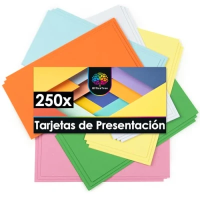 Imagen de OfficeTree 250x Tarjetas de Moderación 20x10 cm 6 Colores 150 g Rectangulares Perfectas para Presentaciones, Talleres y Brainstorming Flashcards Estudio Fichas Cartulina