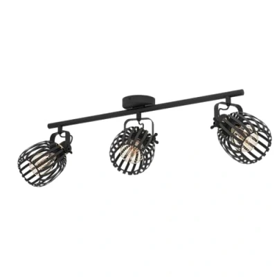 Imagen de Eglo Girona Foco de techo, lámpara techo 3 luces con focos orientables, metal negro y latón cepillado, casquillo E27