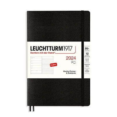Imagen de LEUCHTTURM1917 367820 agenda semanal y cuaderno de notas Tapa blanda Paperback (B6+) 2024, 12 meses, Negro, Inglés