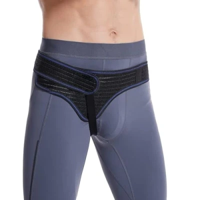 Imagen de HEERTEEAJ Cinturón de hernia para hombres y mujeres, lado izquierdo o derecho, soporte el dolor inguinal, correa cintura ajustable cómoda, protector