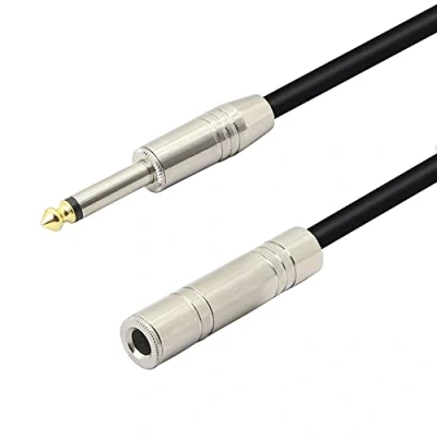 Imagen de PNGKNYOCN Cable de extensión audio mono macho a hembra 6,35 mm TS para amplificadores, instrumentos y micrófono (55 cm)
