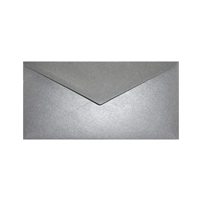 Imagen de Netuno 100 sobres largos grises nacarados DIN DL 110x220mm 120g Aster Metallic Grey solapa engomada puntiaguda sin ventana metalizados americanos para invitaciones tarjetas boda facturas folletos