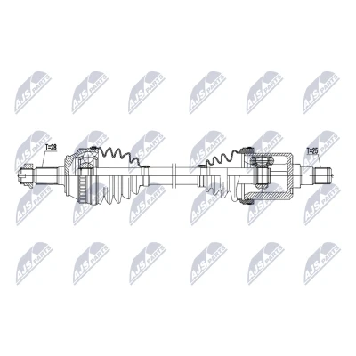 Imagen de NTY NPW LR 037 Árbol de Transmisión Eje delantero, derecha 592mm Caja cambios manual, automática