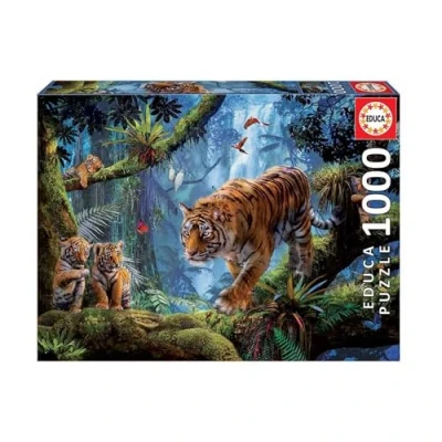 Imagen de Educa Puzzle de 1000 Piezas para Adultos Tigres en el árbol. Incluye Pegamento Fix Puzzle. A Partir 14 años (17662)