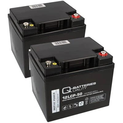 Imagen de 2 baterías AGM de plomo 12 V/50 Ah 12LCP 50 Ciclo fijo compatible MP50 12C, REC50 12I, WP50 12NE