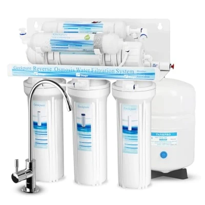 Imagen de Geekpure Sistema de filtro agua para osmosis inversa 6 etapas con pH mineral alcalino + reiniciación 75GPD