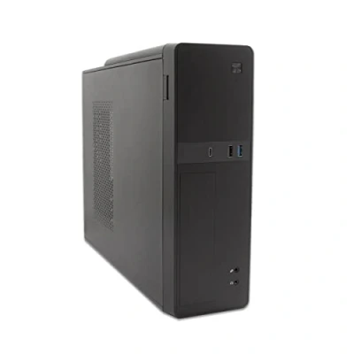 Imagen de CoolBox T310 Caja PC Micro ATX Slim con Fuente 300SBZ. USB C, 3.0 y Lector de Tarjetas SD Frontal, Admite Tarjeta Gráfica Low Profile, Convertible: colocación Vertical u Horizontal. Color Negro