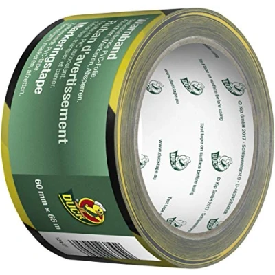 Imagen de Duck 134 01 Cinta de advertencia (PVC, 60 mm x 66 m), color negro y amarillo