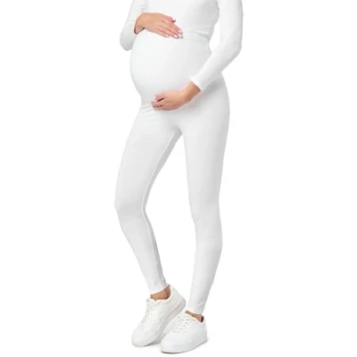 Imagen de Be Mammy Leggins Premamá 3/4 para Mujer Embarazada Mallas Capri Maternidad Leggings Pirata Lactancia Ropa Deportiva Embarazo BE20 229 (Blanco, 3XL)