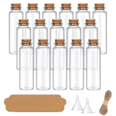 Imagen de Yagaspantery 16Pcs Mini Botellas de Cristal, Set Botella Vidrio con Etiqueta y Cordel, Tarro para Frasco Dulces,Especias (17ml)