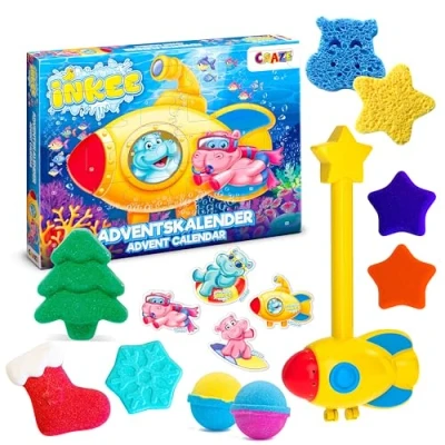 Imagen de CRAZE Inkee Calendario De Adviento con Juguetes, Bombas Baño para Niños Bath Fun, Juguetes la Bañera, 24 Sorpresas Navidad
