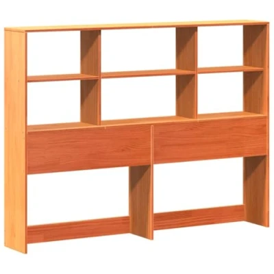 Imagen de vidaXL cabecero de Cama almacenaje Madera Maciza Pino marrón 140 cm, Cama, Maciza, con Compartimentos