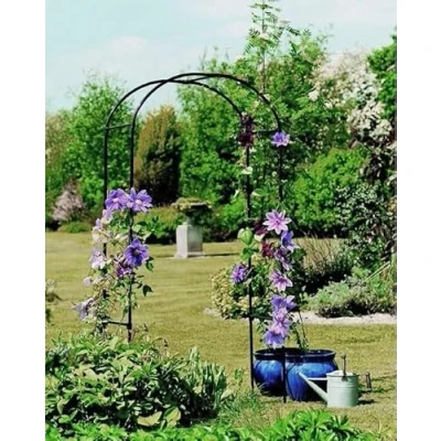 Imagen de Garden Mile arco de marco acero negro para jardín, estilo enrejado resistente, resistente a la intemperie, metal fuerte, arcos interiores y exteriores, soporte plantas trepadoras