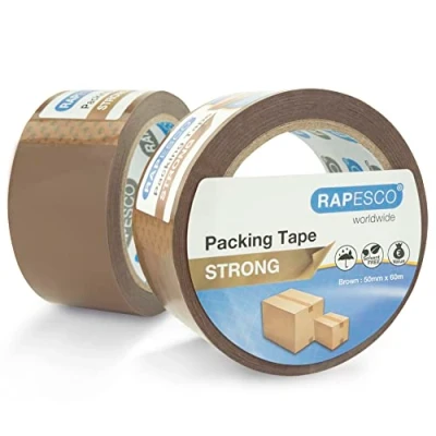 Imagen de Rapesco 1696 Cinta de Embalar Resistente, 50 mm x 60 m, Marrón, Paquete 2