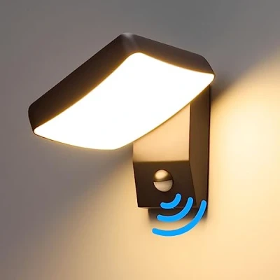 Imagen de Bojim Aplique Pared Exterior con Sensor de Movimiento, Lampara LED 18W Panel Giratorio, IP65 Impermeable para Balcón, Jardín, Pasillo, Blanco CáLido 3000K, Negro