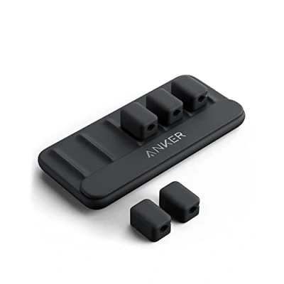 Imagen de Anker Kabelmanager, magnetischer Kabelhalter, Mehrzweck Kabelhalter für Schreibtische, 5 Clips Lightning Kabel, USB C Mikro haftet auf Holz, Marmor, Metall, Glas (Schwarz)